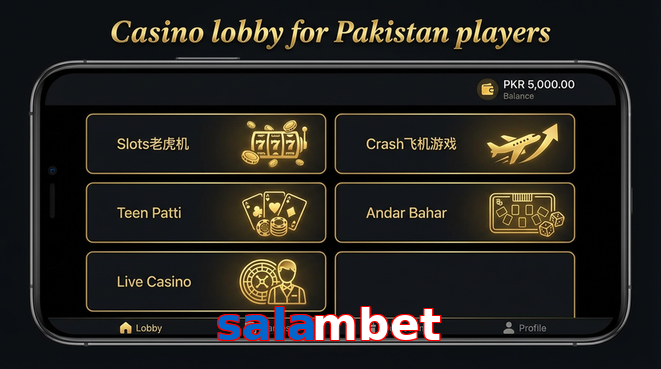 Lobby view of Salambet for Pakistan users